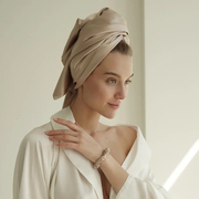 奢华真丝浴巾100%桑蚕丝面料敏感肌肤专用双层真丝包头巾呵护秀发