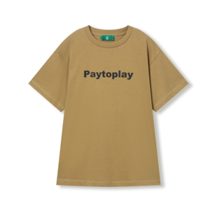 paytoplay 原创设计女装春夏款 短袖卡其色手绘摇钱树长款宽松T恤