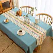 新中式复古桌布桌旗套装北欧现代简约棉麻长方形餐桌布客厅茶
