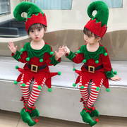 圣诞节儿童服装绿色红色精灵女童，连衣裙演出服圣诞装扮套装衣服35