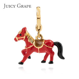 juicygrape红色小马吊坠项链珐琅本命年立体幸运马挂坠(马挂坠)长款项坠