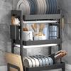 不锈钢沥水碗架厨房置物架碗碟晾碗筷台面家用三层双层收纳放碗架