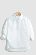 白色衬衫女设计感小众春季2024衬衣，五分袖法式短款小个子上衣