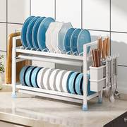 白色厨房碗碟架台面盘子沥水收纳架子免安装橱柜置物架放碗筷专用