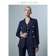 LadySElite藏青色戗驳领西装套装女时尚通勤上班族纯色西服女装