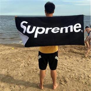 supreme潮牌浴巾薄款游泳男夏季2021比速干吸水纯棉沙滩毛巾