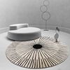 定制高档地毯圆形侘寂客厅北欧抽象线条茶几地垫艺术卧室床边毯圆