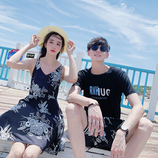 沙滩情侣装夏装三亚海边度假旅游衣服蜜月套装大码情侣款超仙男女