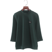 遐系列 春秋品牌女装库存折扣墨绿色中袖T恤S2323C