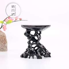 红木工艺品黑檀镂空根雕底座茶壶底座小摆件黑梓木奇石玉器木托