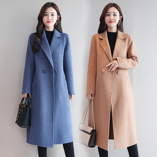 双面羊毛大衣女中长款2024韩版修身无羊绒，高端秋冬装毛呢外套
