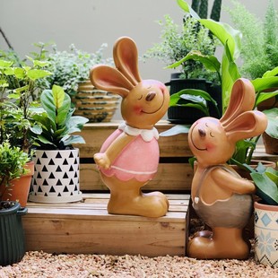 美式户外庭院花园布置摆件顶楼阳台装饰别墅院子兔子动物创意摆设
