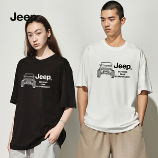 jeep吉普夏季男士t恤短袖，2024潮牌宽松纯棉，圆领休闲上衣服f1