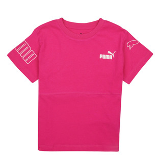 Puma彪马女童装圆领短袖T恤玫红色夏季纯棉运动套头打底衫