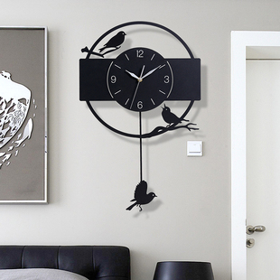 小鸟挂钟客厅家用时尚装饰艺术时钟创意挂表现代静音大气简约钟表