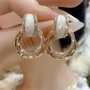 环环相扣纯银针耳环简约高级感耳圈时尚气质韩国网红轻奢法式耳饰