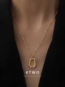 欧美几何吊坠项链女小众设计k金色冷淡风轻奢高级时尚气质锁骨链