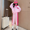 女童春秋长袖粉色运动套装2024韩版儿童休闲中大童秋季公主装