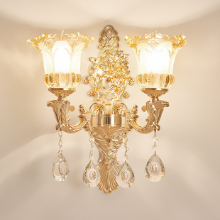 欧式水晶壁灯卧室床头客厅灯走廊过道单头双头蜡烛装饰墙壁灯