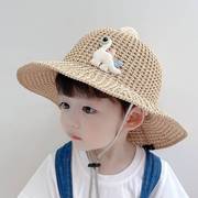 儿童防晒帽夏季薄款男女童宝宝，太阳帽子草帽透气大檐渔夫帽遮阳帽