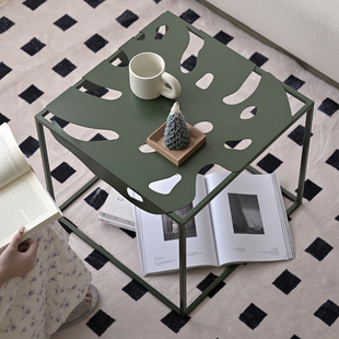 现代简约创意铁艺茶几迷你小户型方形极简咖啡桌家用客厅设计感