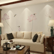 新中式电视背景墙纸壁纸沙发卧室，大型壁画简约荷花，墙布古典禅意境