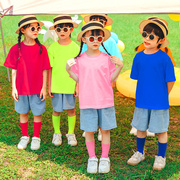 儿童啦啦队演出服幼儿园糖果色牛仔短裤班服小学生运动会表演服装