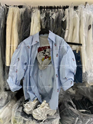 MIDO家 韩国2024春季卡通米老鼠印花短袖T恤宽松大版条纹衬衫套装