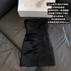 Lux系列 黑色72%真醋酸抹胸裙子气质百搭修身性感连衣裙