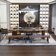 新中式茶台实木茶桌禅意功夫茶几，原木大板桌家用整板泡茶桌椅组合