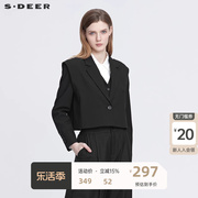 sdeer圣迪奥女装英伦，风西装领马甲两件外套s22182209