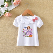 女童短袖t恤夏季儿童韩版t宝宝夏装，上衣白色洋气打底衫
