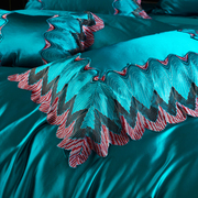 欧式高档床上用品全棉四件套 样板间贡缎提花蕾丝婚庆六八十件套