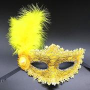 万圣节威尼斯羽毛蕾丝面具化装舞会儿童公主侧花包边面罩半脸女