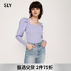 SLY 春季羊腿袖方领修身法式优雅针织衫030GSY70-0220