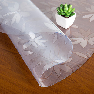 软玻璃无味pvc桌布花色桌垫定制塑料台胶垫，防水家用透明加厚防烫