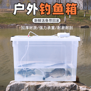 户外钓鱼箱活鱼桶加厚透明大容量储水活鱼增氧便捷塑料迷你装鱼桶
