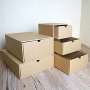 速发牛皮纸质抽屉式桌面三层储物收纳盒 鞋盒整理箱杂物收纳箱 首