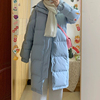 奶蓝色中长版羽绒服女冬季2023年加厚设计感小众防寒保暖棉服