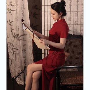 喵吉复古中国风新中式长款敬酒服小个子年轻款红色改良旗袍裙女夏
