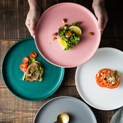 北欧牛排餐盘陶瓷西餐盘，平盘家用白色盘子创意，ins网红沙拉盘欧式