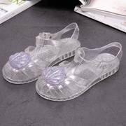 急速儿童塑料水晶凉鞋，透明女童果冻鞋，宝宝女宝女孩公主包头拖