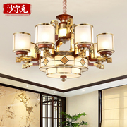 古典新中式客厅吊灯全铜别墅复式楼灯中国风红木灯中式餐厅书房灯