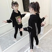 女童秋装套装2023中大童时髦儿童洋气春秋女孩蝙蝠运动两件套