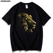 红韩狮子王t恤卡通手绘个性，动物印花短袖纯棉宽松加大欧美风男款