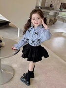 A212女童春季套装洋气宝宝时尚韩版春装儿童衬衣半身裙两件套