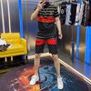 网红印花时尚短袖短裤两件套装，男欧洲站2022夏季社会青年帅气潮男