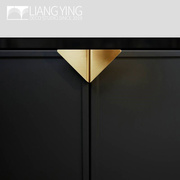 柜门拉手金色轻奢铜北欧现代简约抽屉衣厨柜隐形三角形黄铜把手
