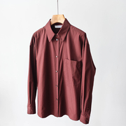 高支高密pima匹马棉 春季复古时尚暗红色 单口袋宽松纯棉衬衫