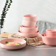 碗碟套装粉色家用菜盘简约米饭碗面碗陶瓷碗盘子餐具吃饭碗盘